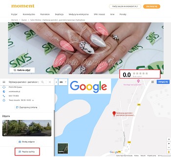 opinie moment.pl i Google map