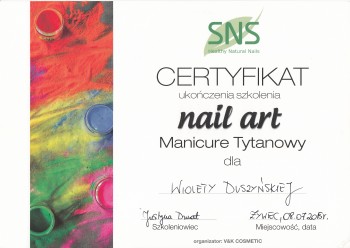 Wioleta Duszyńska - certyfikat nail art