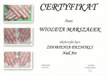 Wioleta Duszyńska - certyfikat zdobienia paznokci